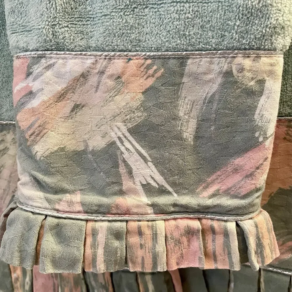 Fieldcrest Lustre Towel Set of Three Green Vintage 80s 2 Bath 1 Hand Cotton